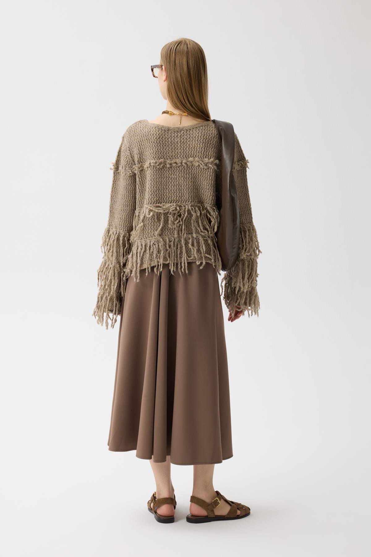 Lena Püsküllü Hırka - Vizon 