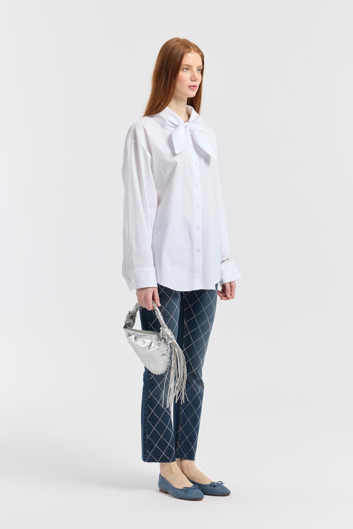 Lepure Kesik Paçalı Taşlı Denim 