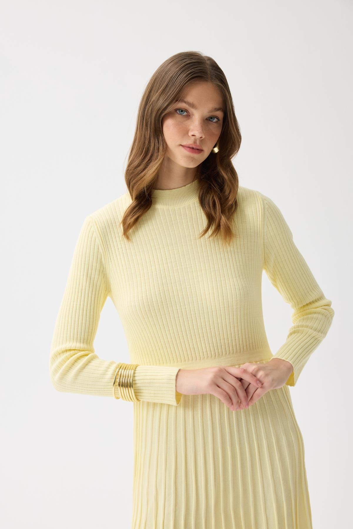 Mabel Fitilli Triko Elbise - Sarı