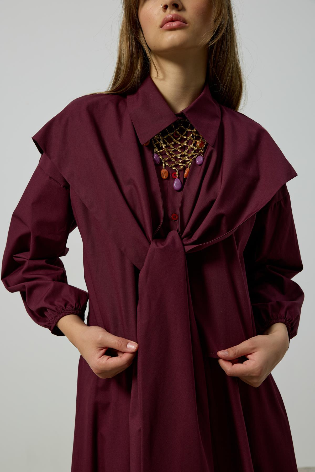 Maggie Bağlamalı Poplin Takım - Mürdüm 