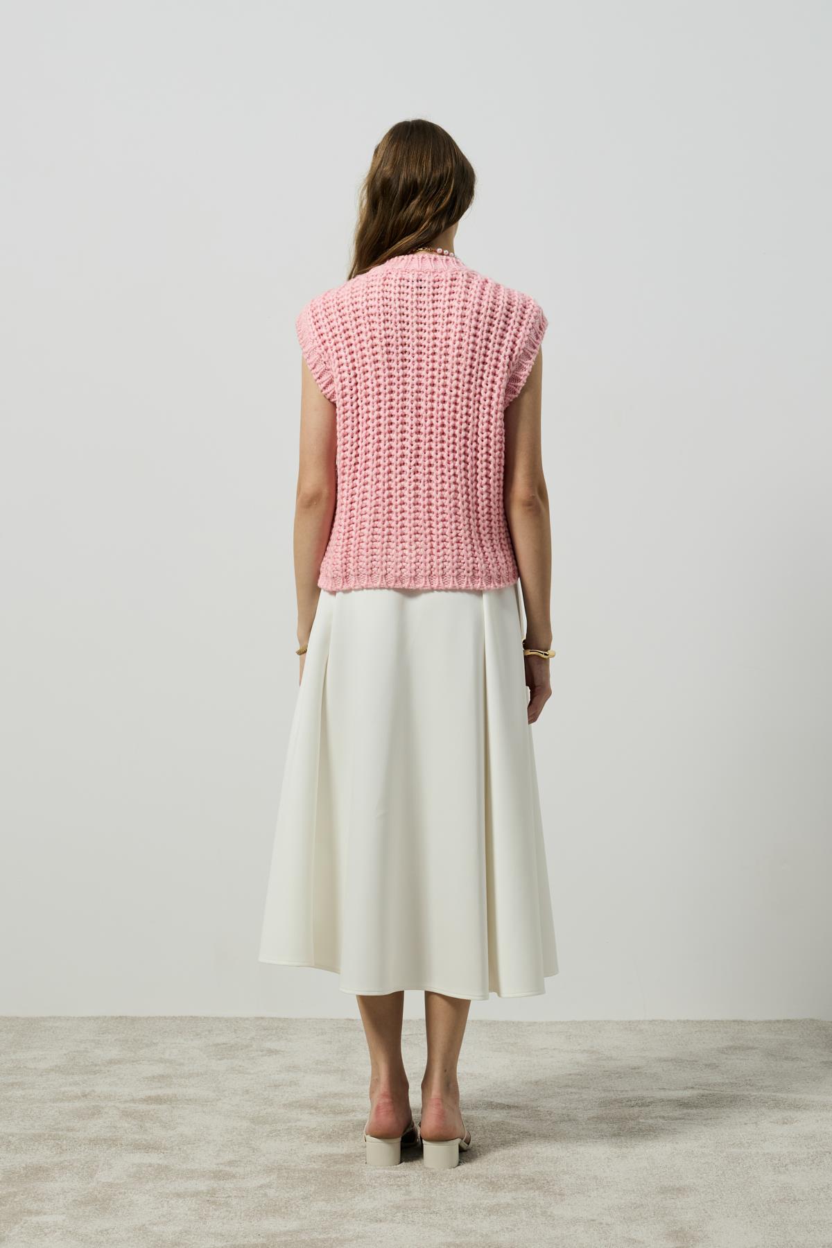 Maya Kalın Örgü Düğmeli Süveter - Pembe