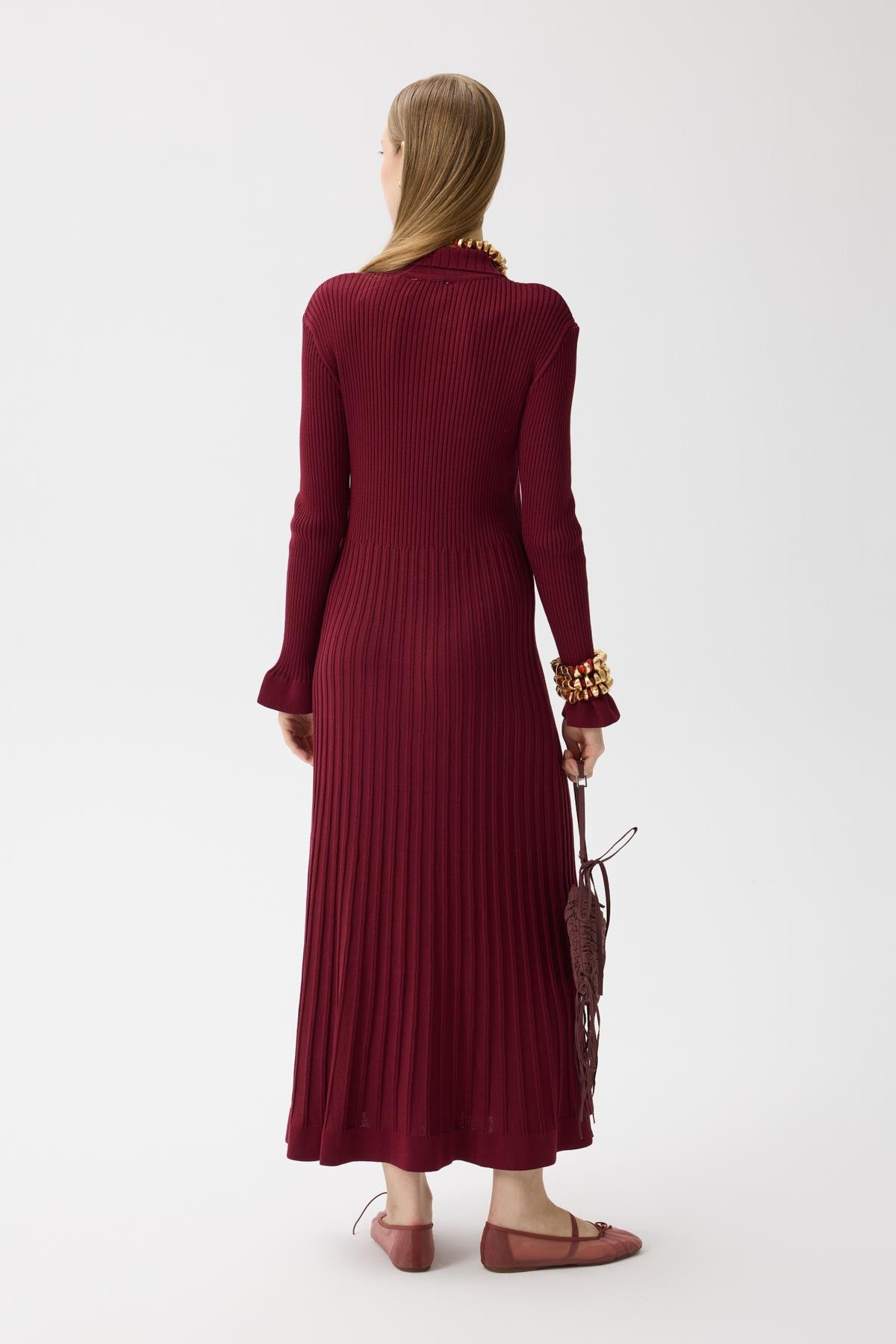 Morgana Buklet Dokulu Hırka - Bordo 