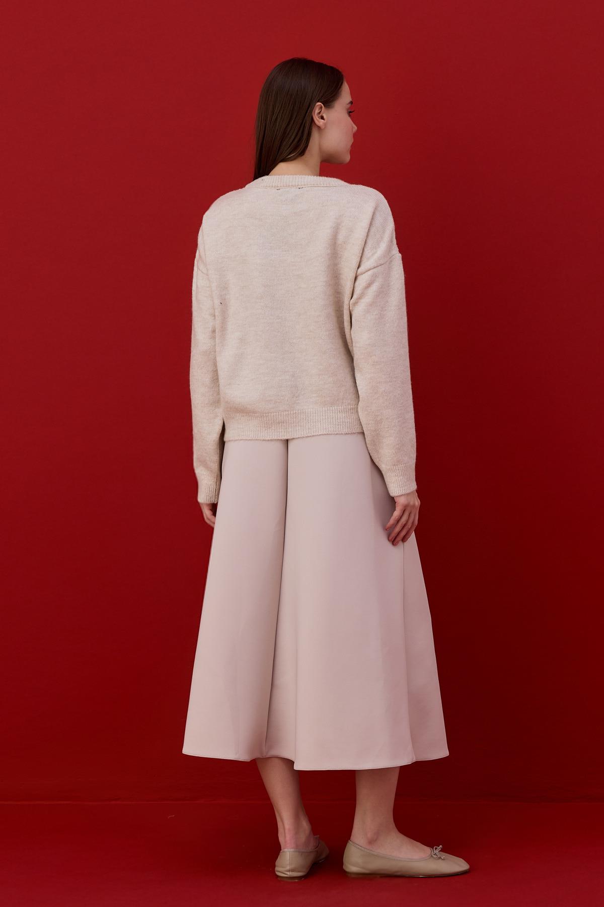 Octavia Tül İşlemeli Kazak - Bej