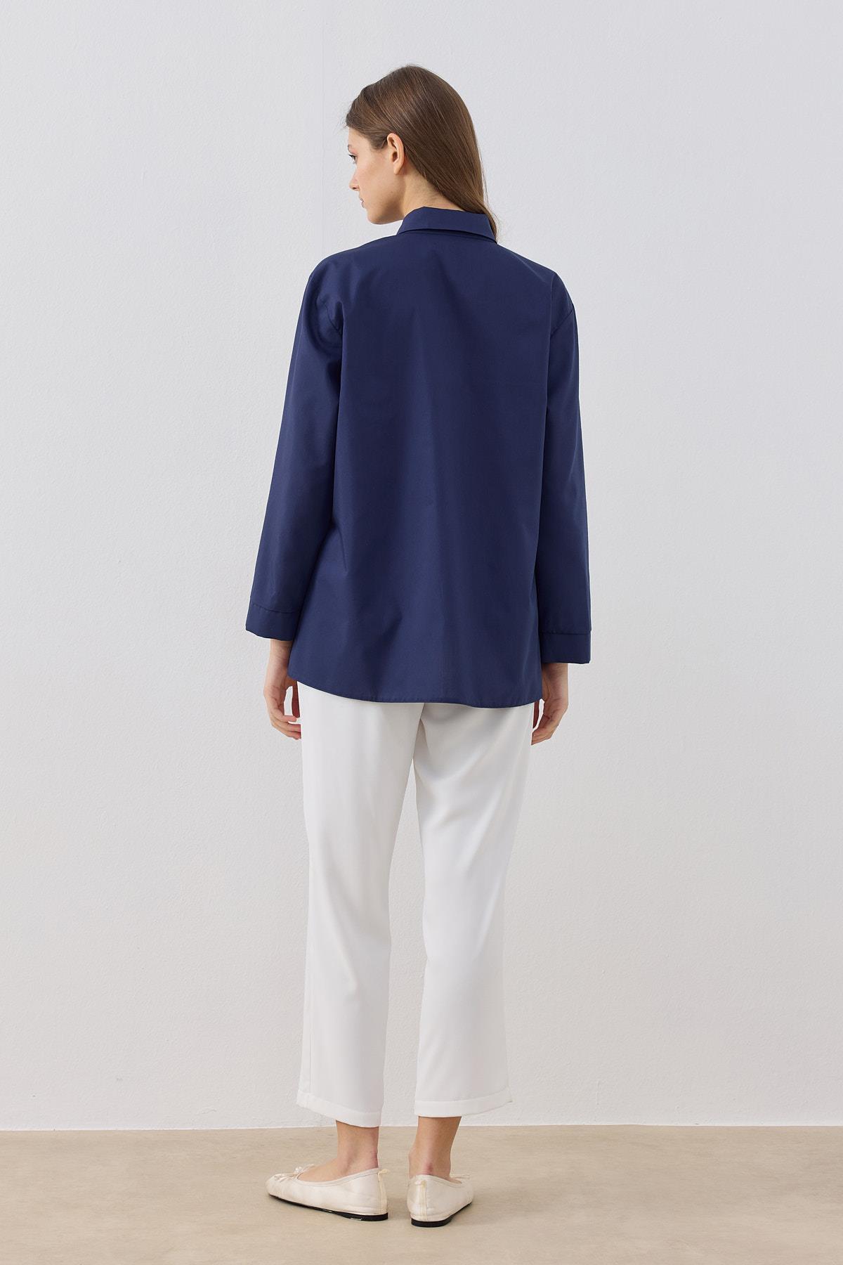 Ollie Asimetrik Kapamalı Gömlek - Lacivert