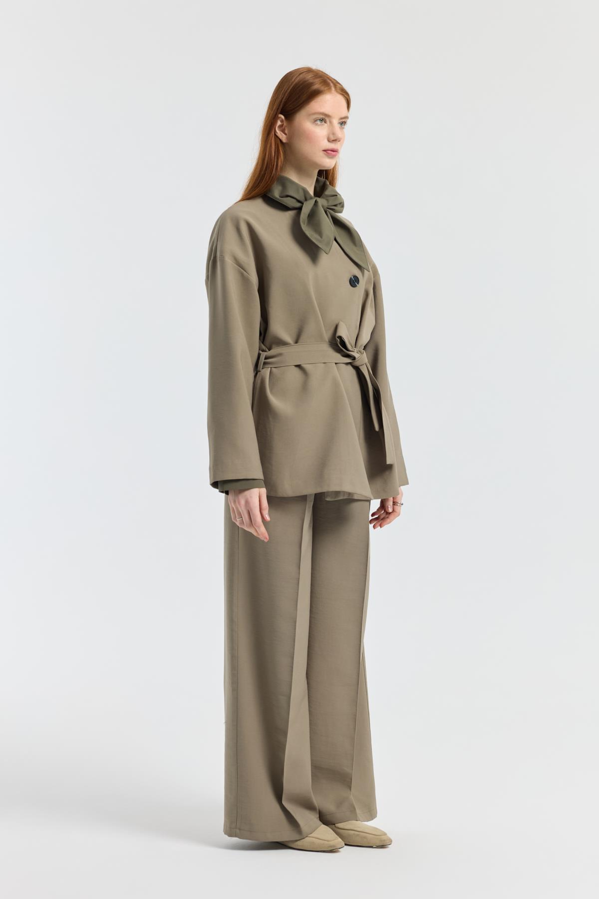 Ophelia Kuşaklı Kaban - Haki