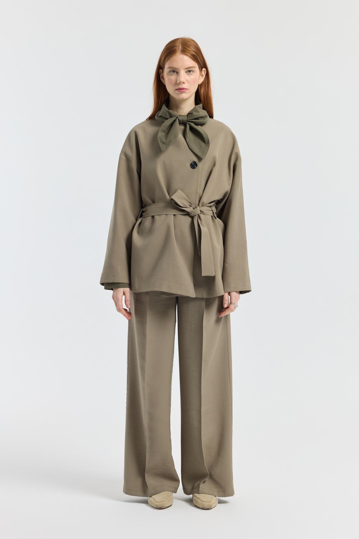 Ophelia Kuşaklı Kaban - Haki