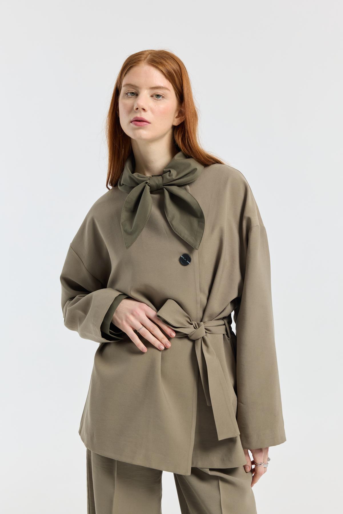 Ophelia Kuşaklı Kaban - Haki