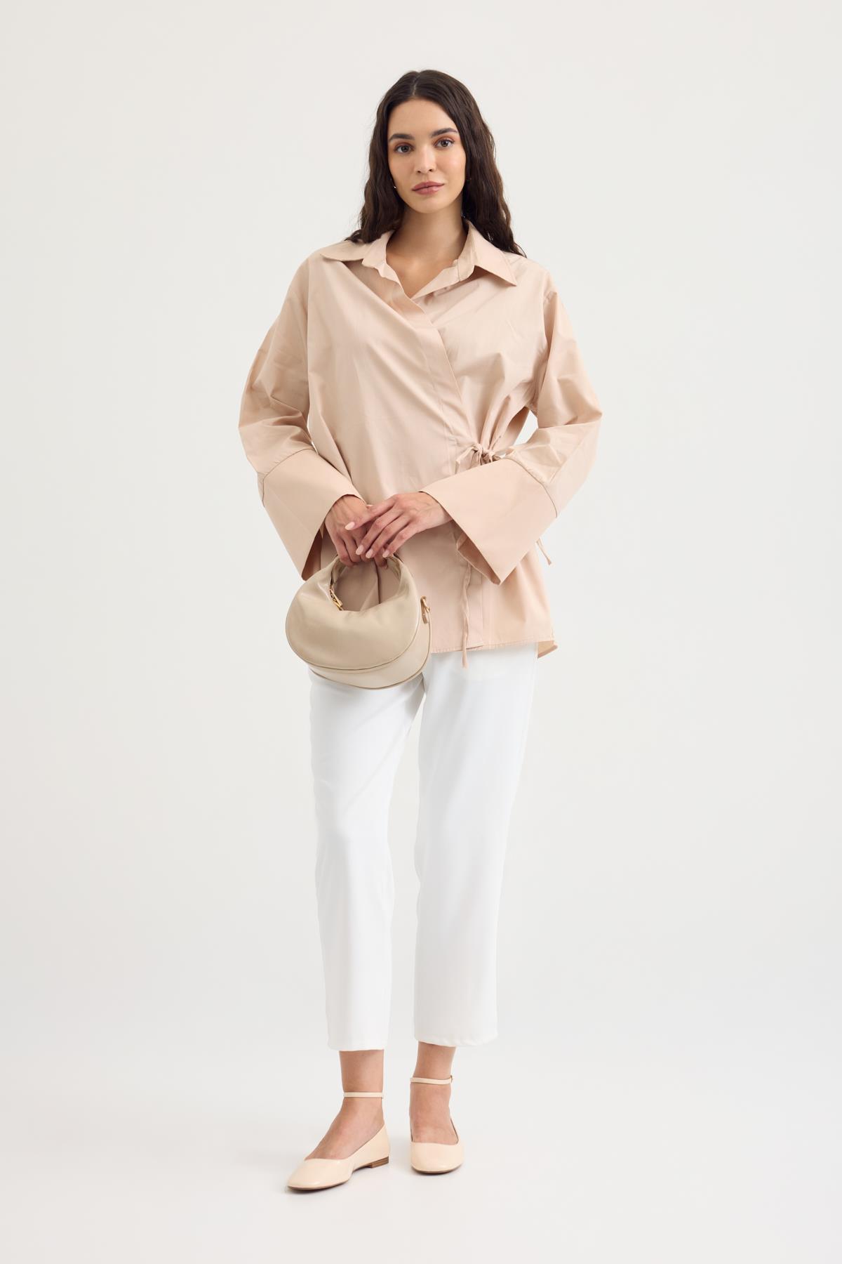 Petra Kruvaze Bağlamalı Gömlek  - Bej