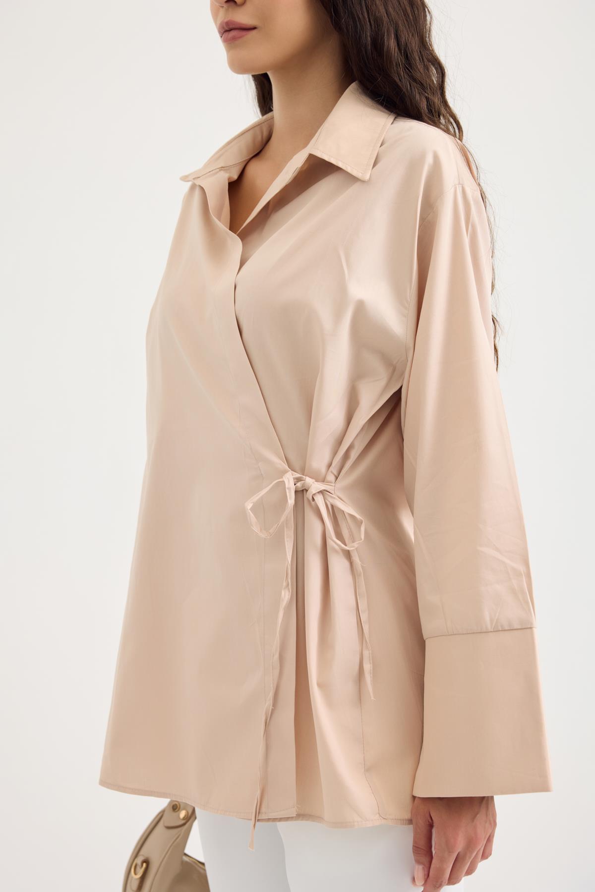 Petra Kruvaze Bağlamalı Gömlek  - Bej