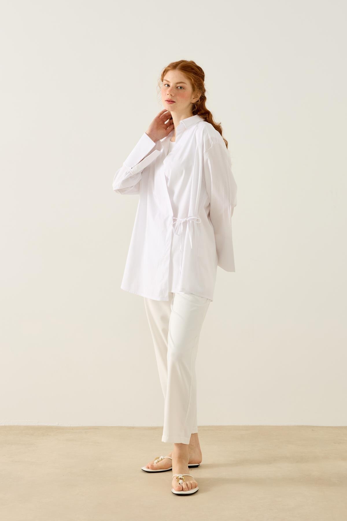 Petra Kruvaze Bağlamalı Gömlek - Beyaz