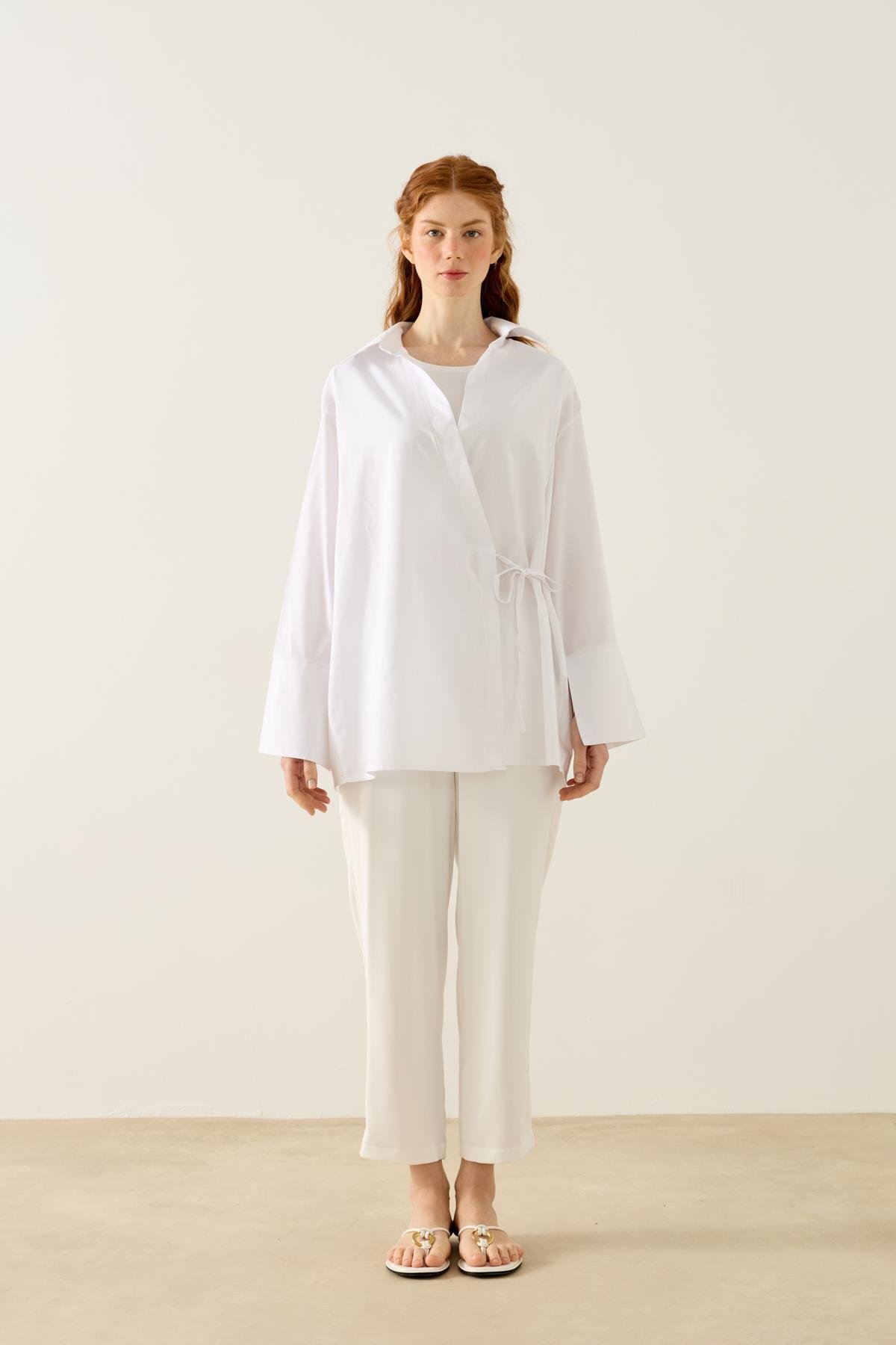 Petra Kruvaze Bağlamalı Gömlek - Beyaz