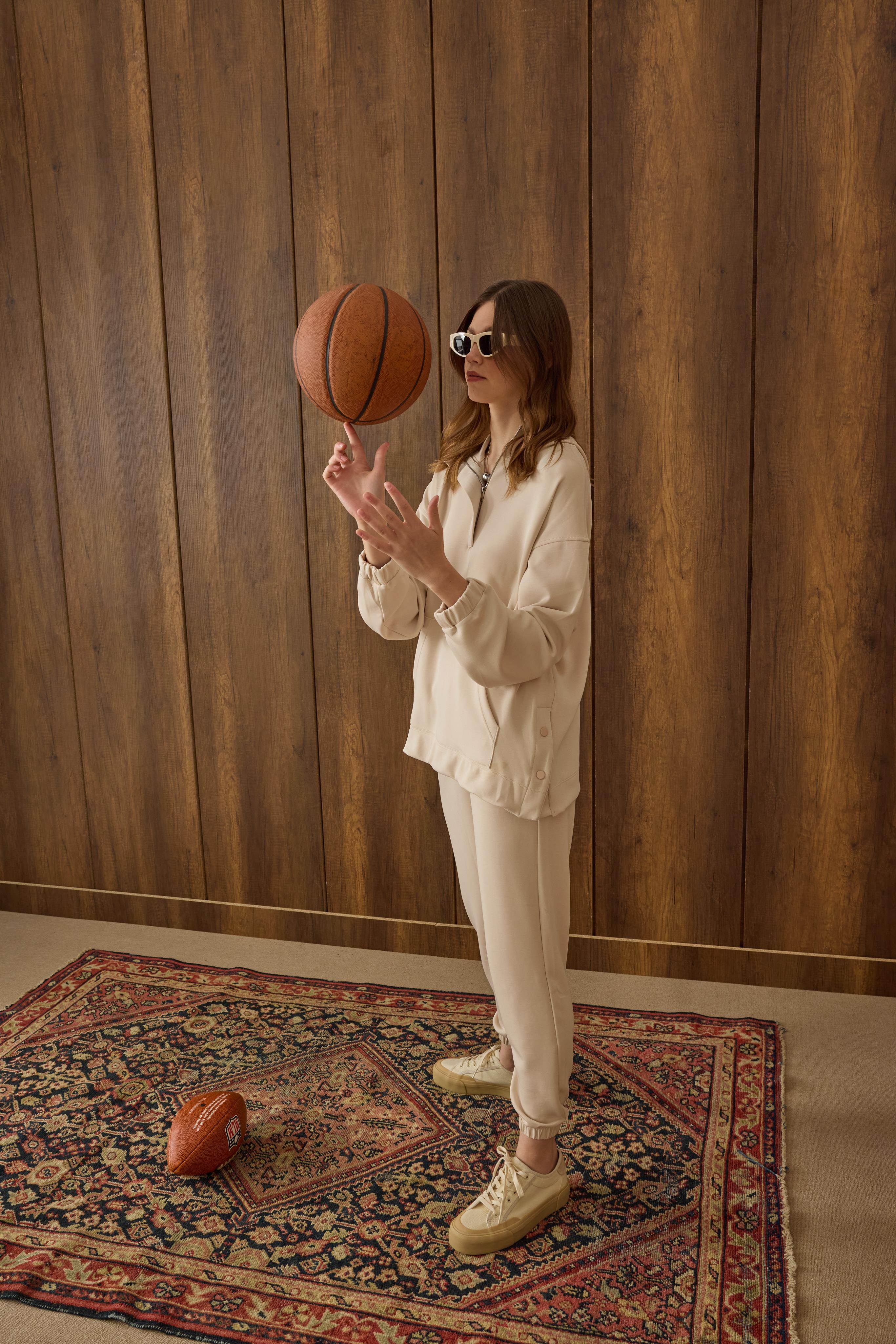 Reneta Çıtçıtlı Kapüşonlu Modal Takım - Bej