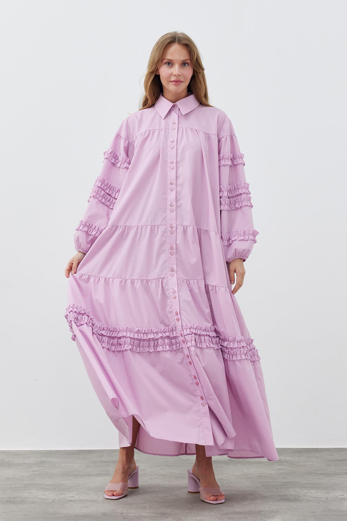 RENNESME FIRFIRLI ELBİSE - LİLA