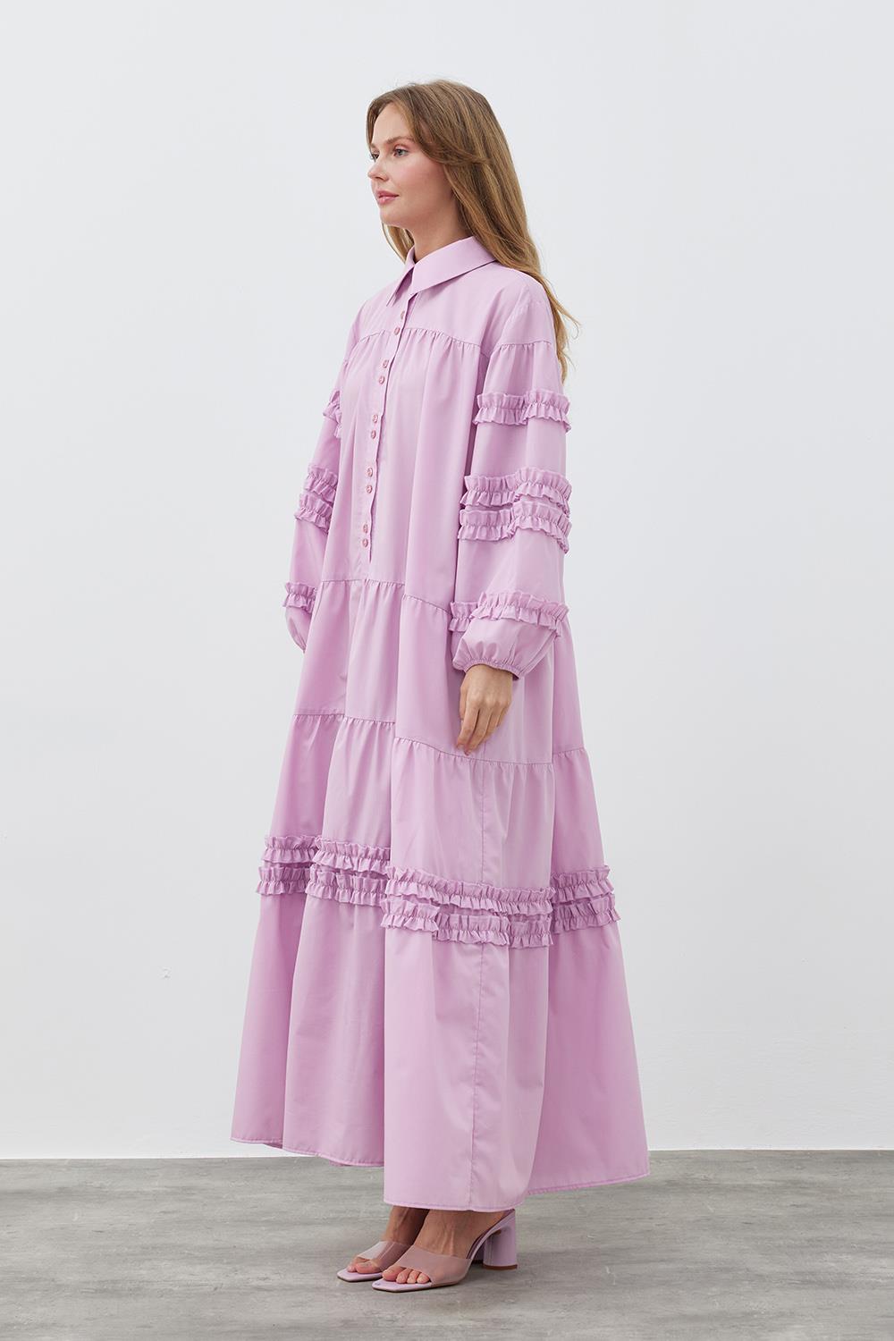 RENNESME FIRFIRLI ELBİSE - LİLA