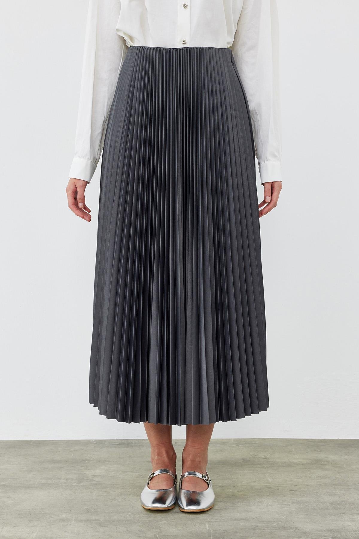 SINDY PİLİSELİ ETEK - ANTRASİT