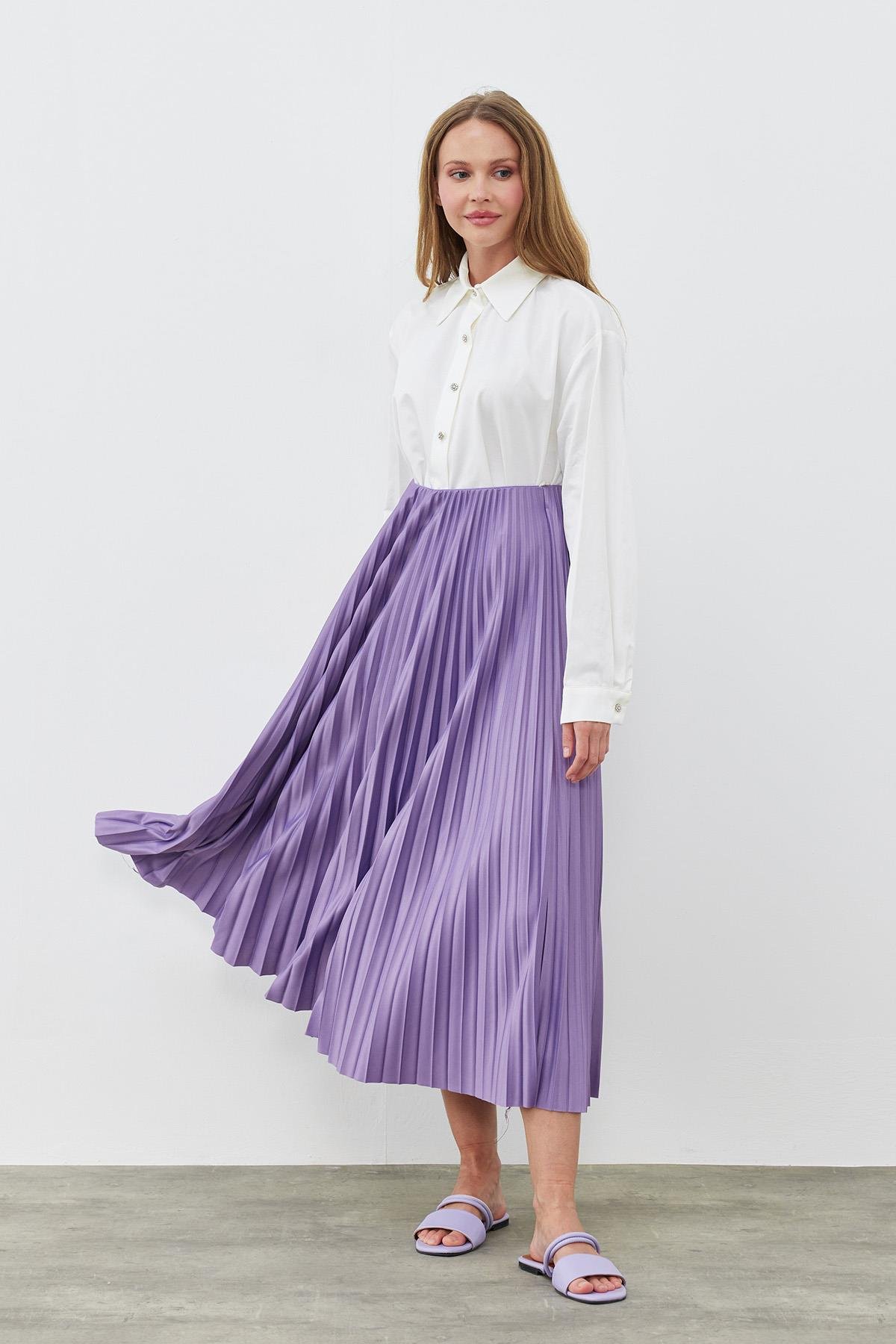 SINDY PİLİSELİ ETEK - LİLA