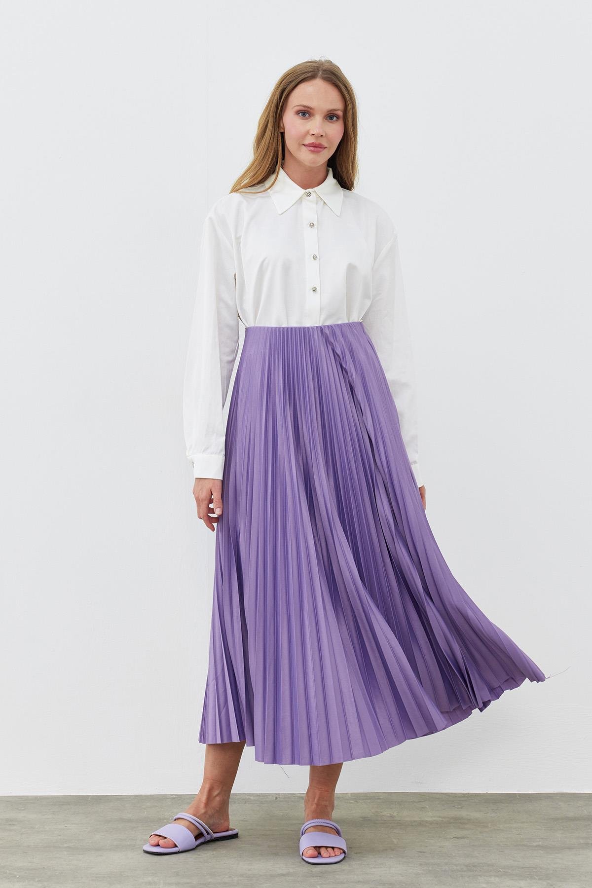 SINDY PİLİSELİ ETEK - LİLA