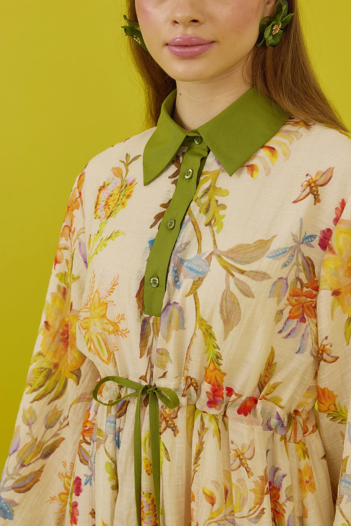 Sunset Biye Kemerli Garnili Elbise