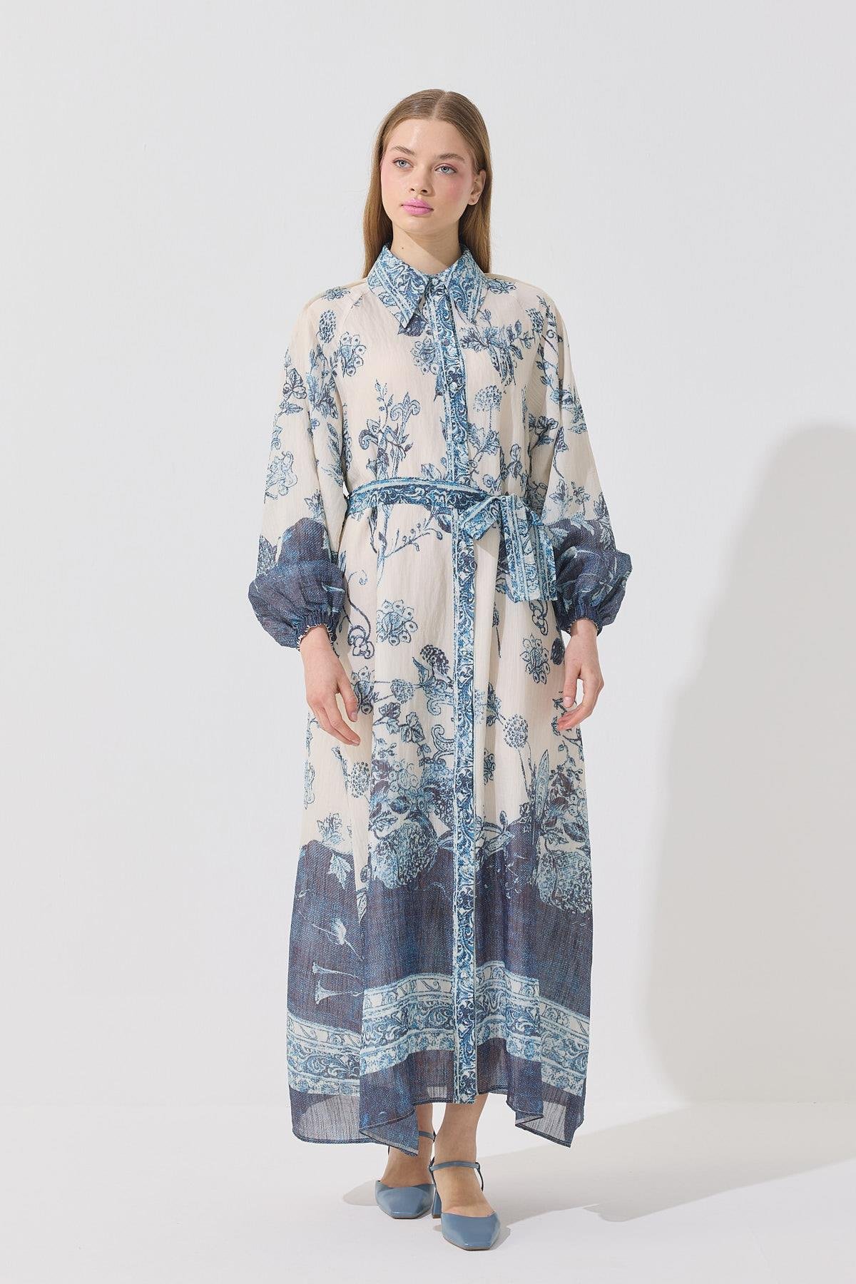 Suzie Baskılı Nervürlü Pamuk Elbise 