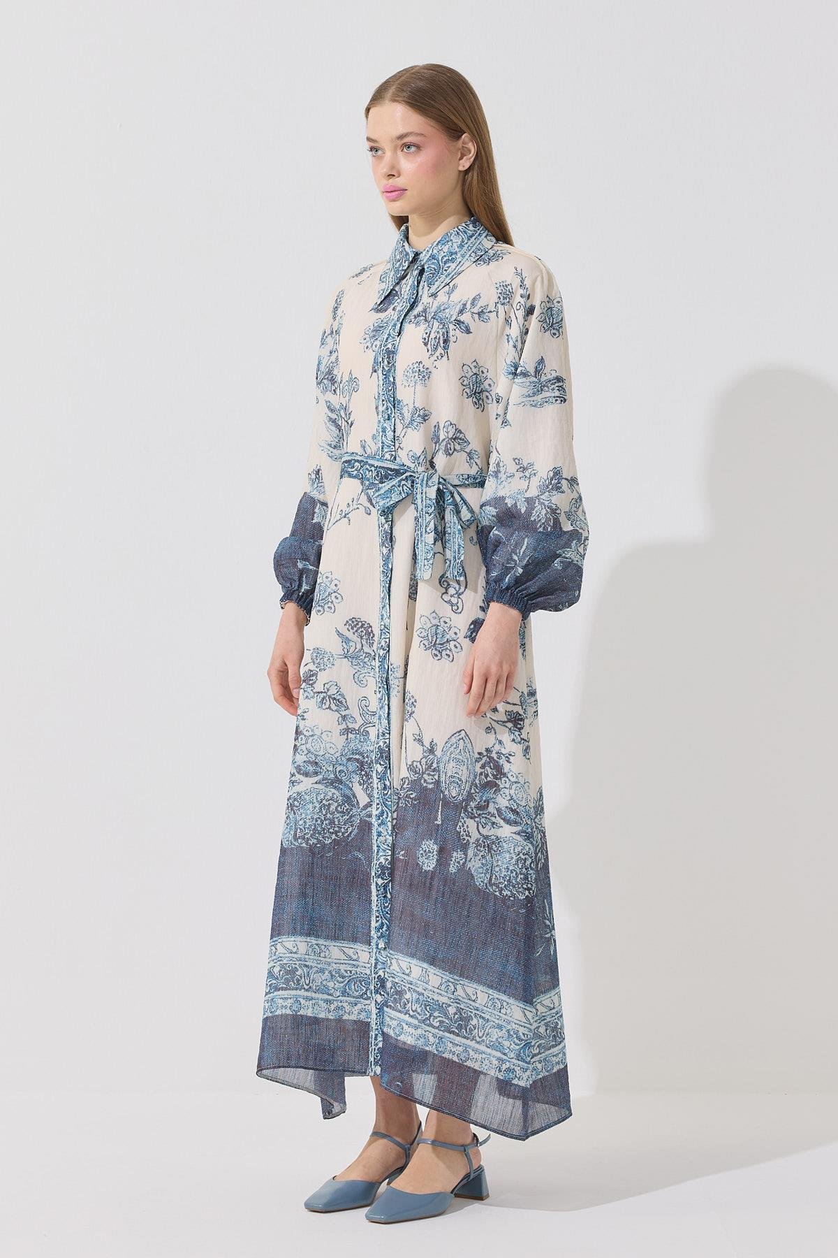 Suzie Baskılı Nervürlü Pamuk Elbise 