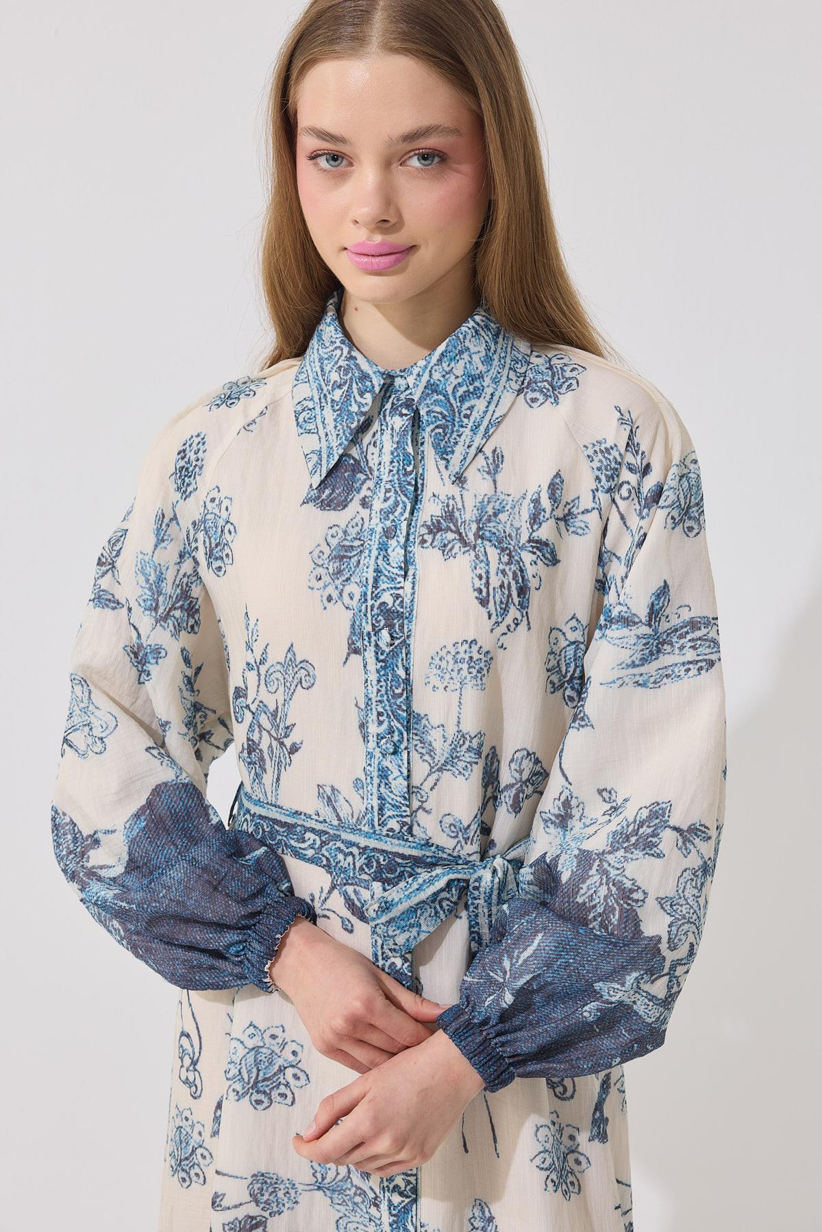 Suzie Baskılı Nervürlü Pamuk Elbise 