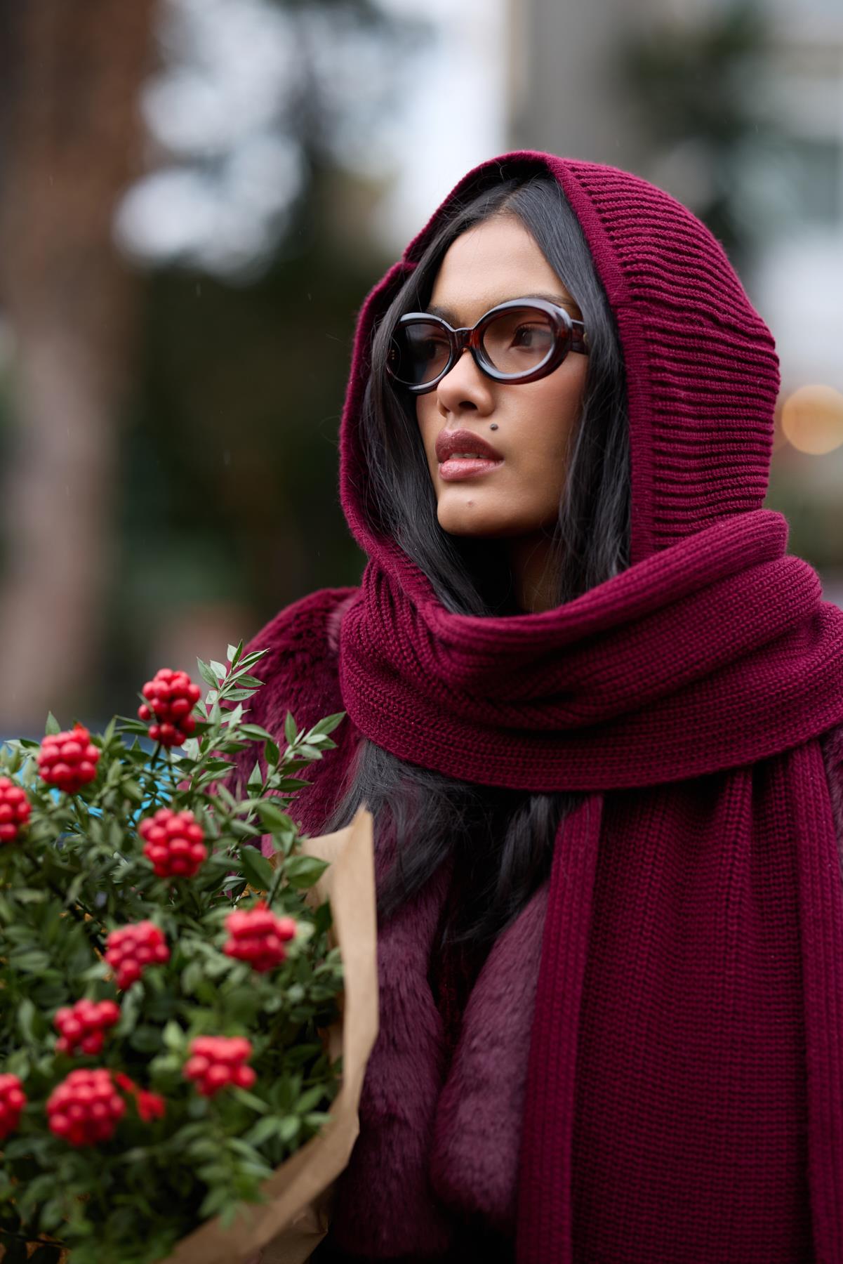 Triko Atkılı Bere - Bordo 