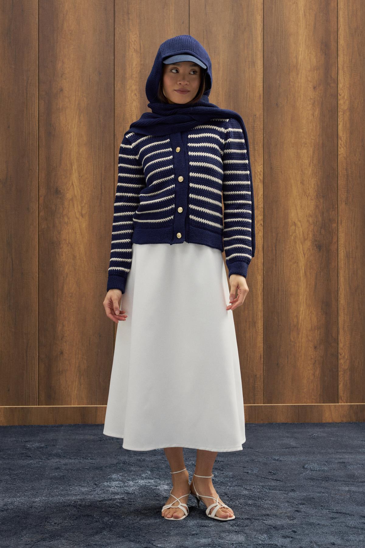 Triko Atkılı Bere - Lacivert