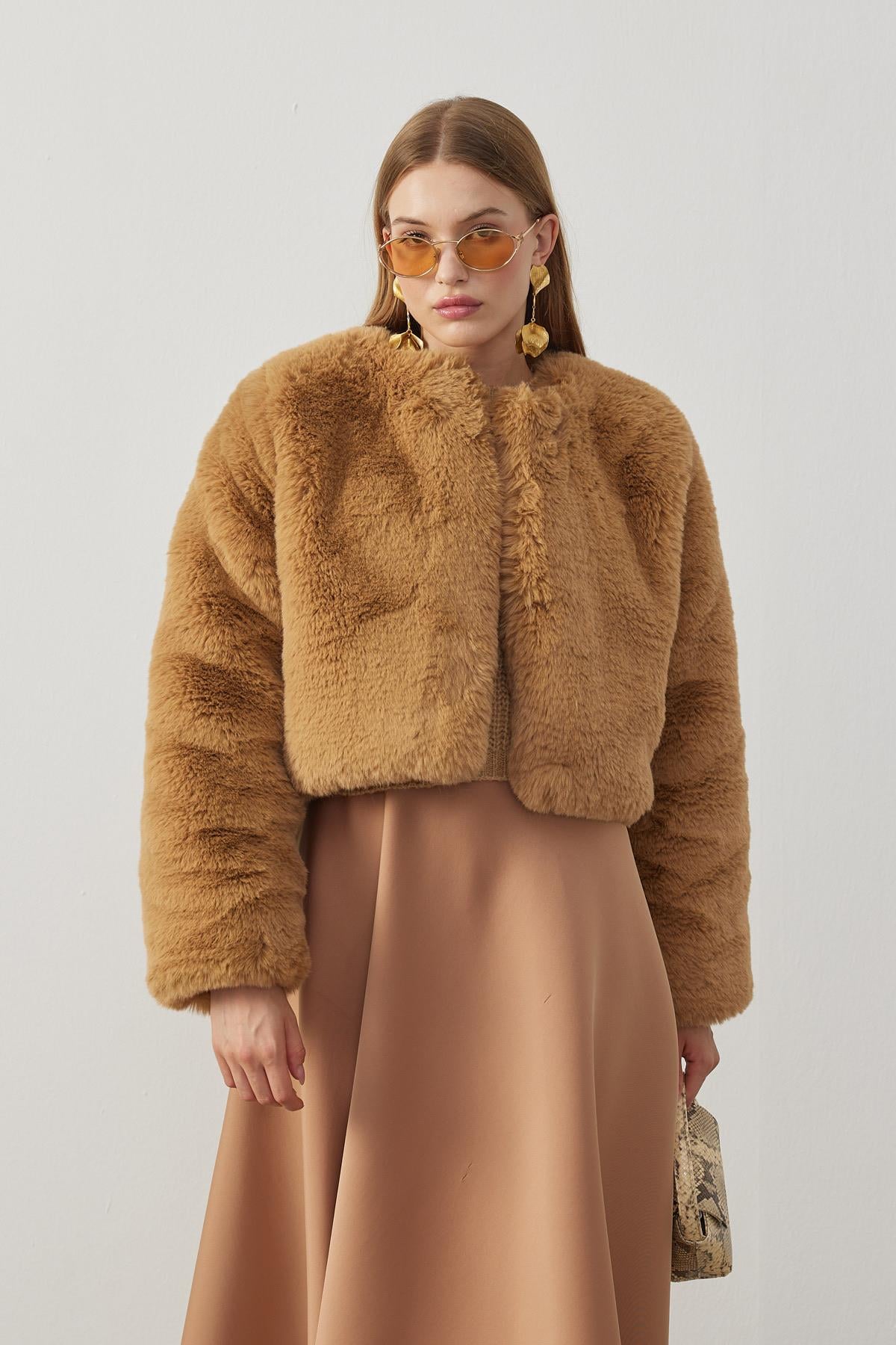 Valencia Peluş Kürk Ceket - Camel