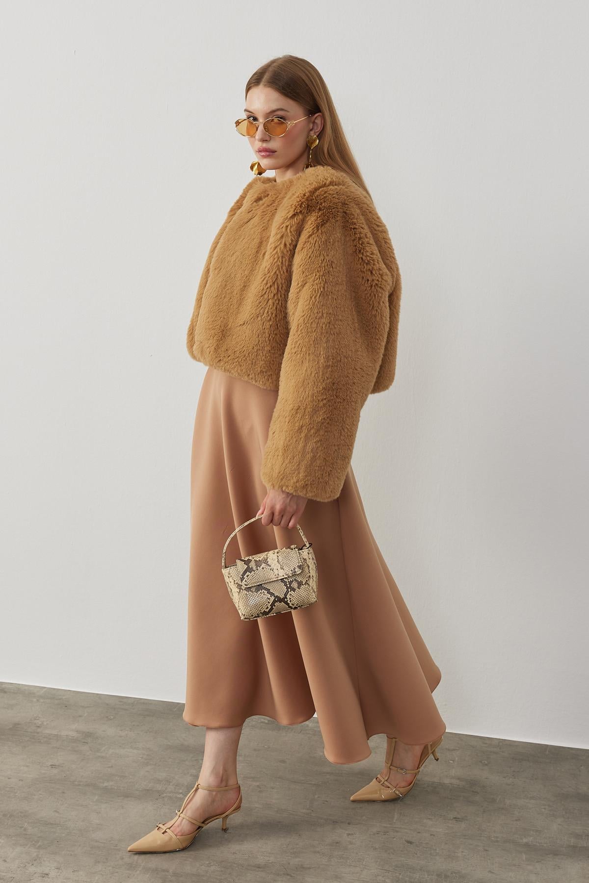 Valencia Peluş Kürk Ceket - Camel