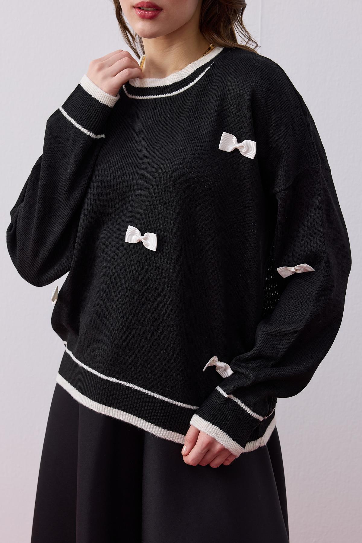 Wilma Fiyonklu Kazak - Siyah