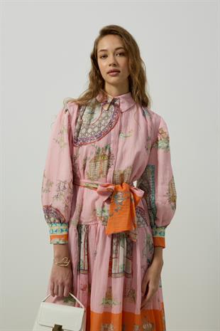  Garden Kemerli Elbise - Pembe