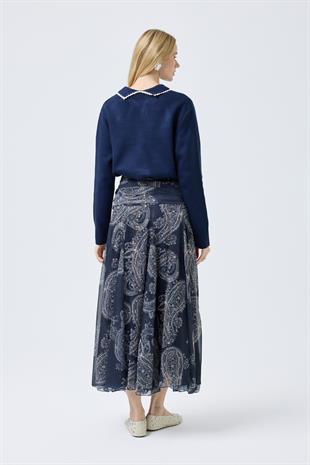  Navy Nakışlı Basic Kazak - Lacivert