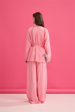 Ada Bağlamalı Pilili Takım- Pembe