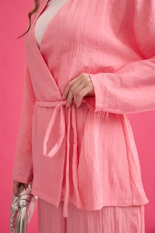 Ada Bağlamalı Pilili Takım- Pembe