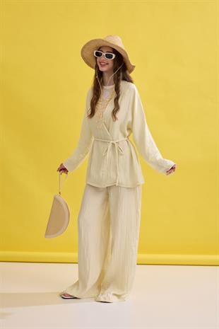 Ada Bağlamalı Pilili Takım- Sarı