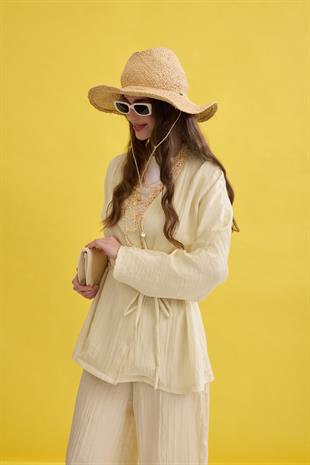 Ada Bağlamalı Pilili Takım- Sarı