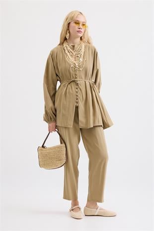 Adalia Nervürlü Modal Takım -Açık haki