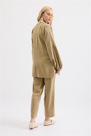 Adalia Nervürlü Modal Takım -Açık haki