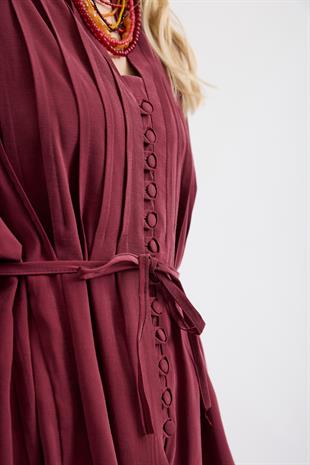 Adalia Nervürlü Modal Takım - Bordo