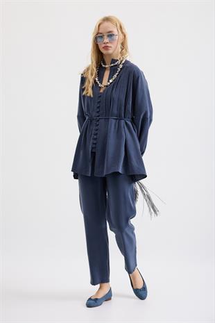 Adalia Nervürlü Modal Takım - İndigo mavi 