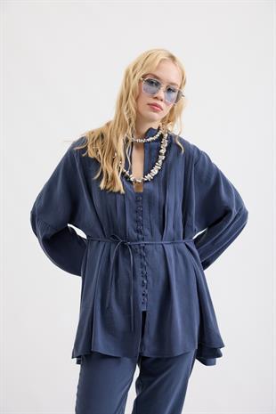 Adalia Nervürlü Modal Takım - İndigo mavi 