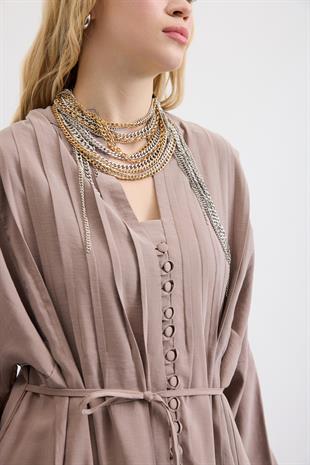 Adalia Nervürlü Modal Takım - Vizon