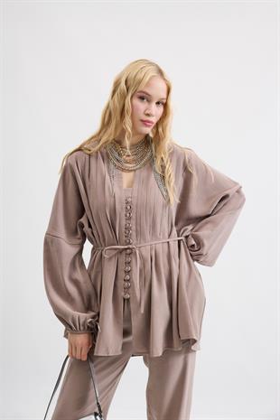 Adalia Nervürlü Modal Takım - Vizon