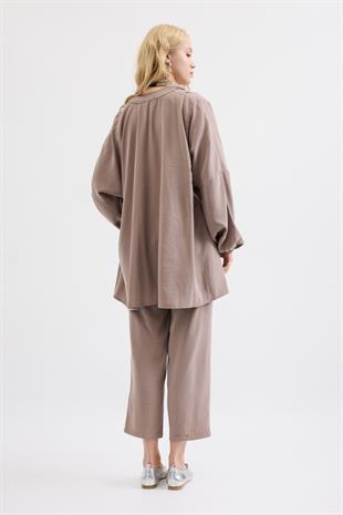 Adalia Nervürlü Modal Takım - Vizon