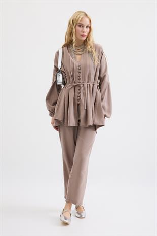 Adalia Nervürlü Modal Takım - Vizon