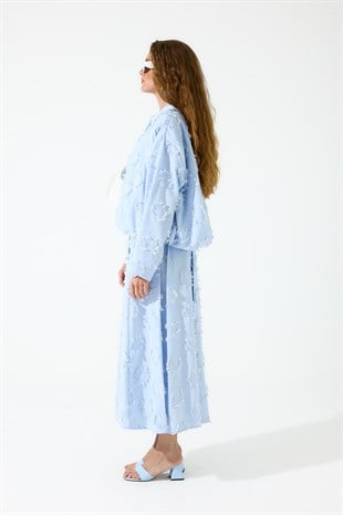 Adele Püsküllü Bomber Etek Takım - Mavi