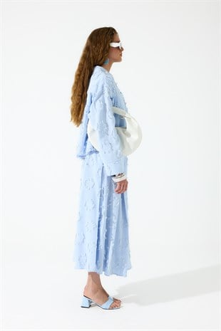 Adele Püsküllü Bomber Etek Takım - Mavi