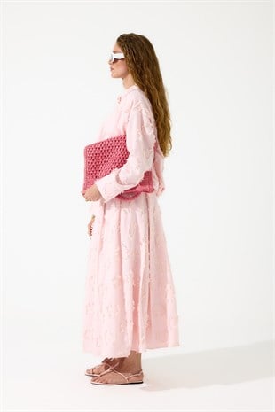 Adele Püsküllü Bomber Etek Takım - Pembe
