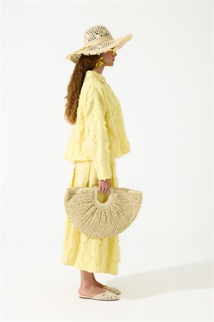 Adele Püsküllü Bomber Etek Takım - Sarı