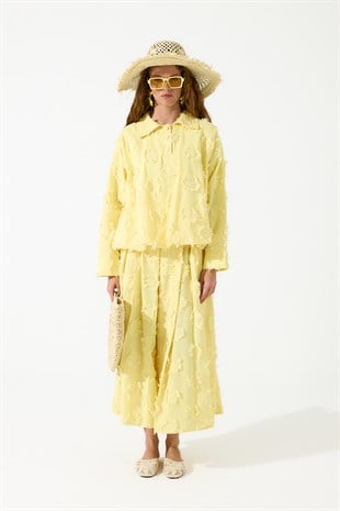 Adele Püsküllü Bomber Etek Takım - Sarı